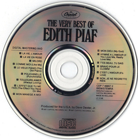 Edith Piaf - The Very Best Of Edith Piaf (Immortal "Little Sparrow" Of France) (CD)