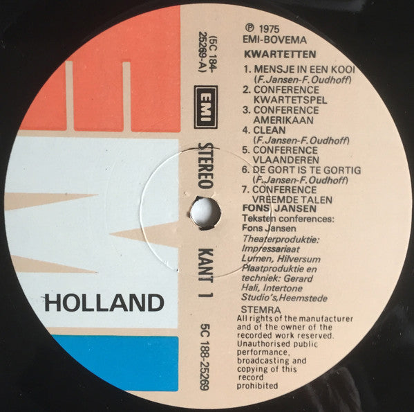 Fons Jansen - Kwartetten (LP Tweedehands)