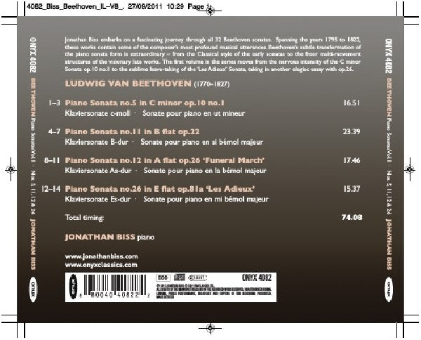 Jonathan Biss - Beethoven: piano sonatas vol.1 no.5,11,12,26 (CD) - Discords.nl
