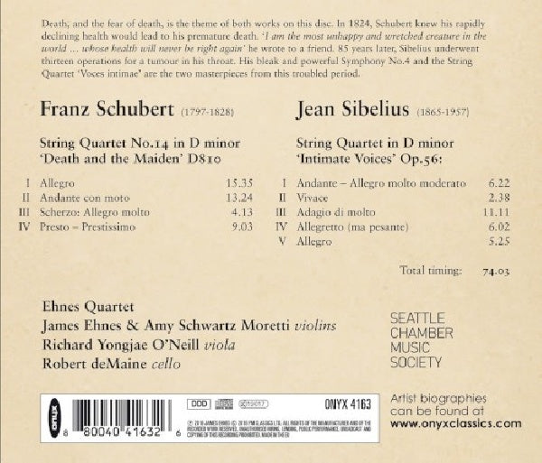 Ehnes Quartet - Schubert: death and the maiden/sibelius: intimate voice (CD) - Discords.nl