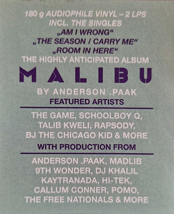 Anderson Paak - Anderson .Paak - Malibu  (LP)