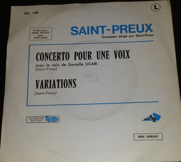 Saint-Preux - Concerto Pour Une Voix (7-inch Tweedehands)