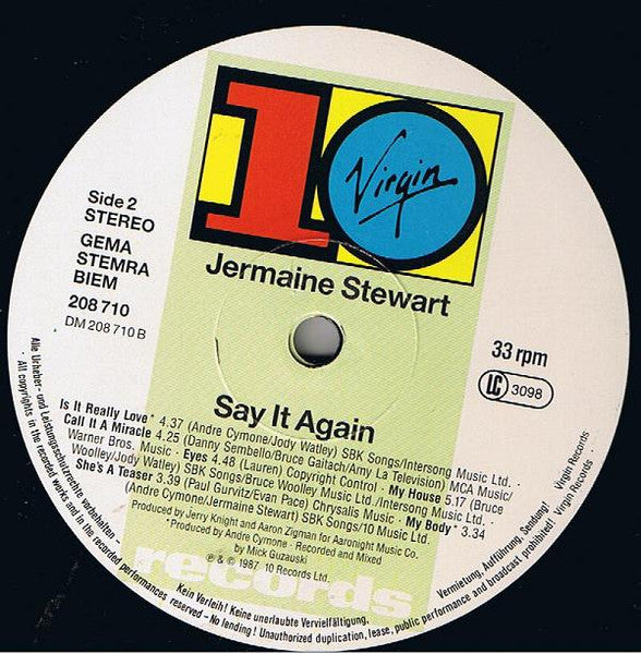 Jermaine Stewart - Say It Again (LP Tweedehands)