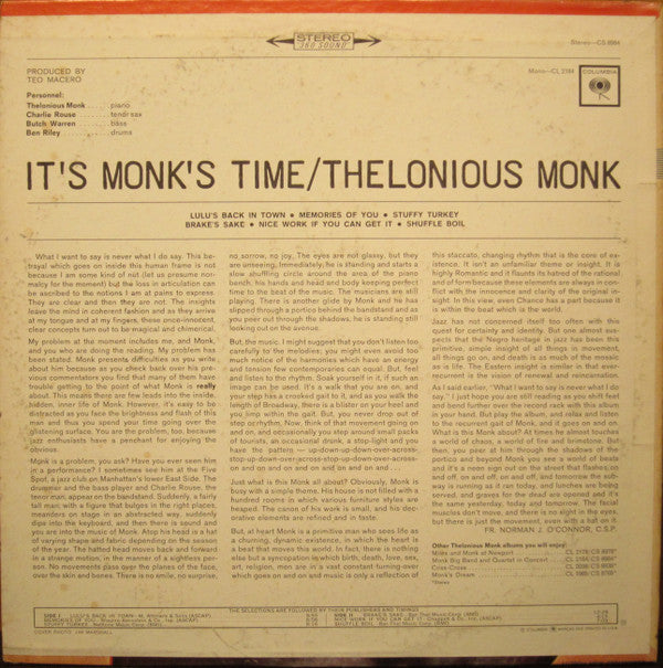 Thelonious Monk - It's Monk's Time (LP Tweedehands) - Discords.nl