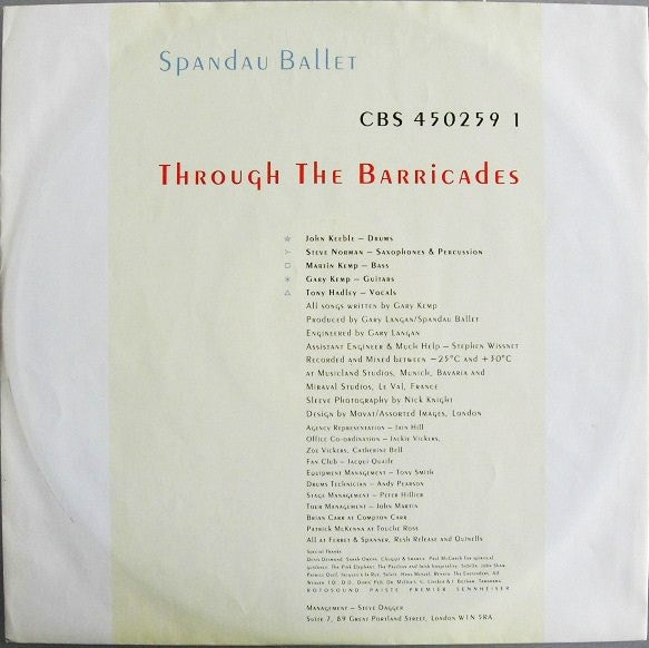 Spandau Ballet - Through The Barricades (LP Tweedehands)