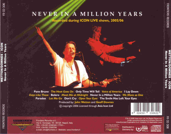 Wetton/Downes - Icon Live - Never In A Million Years (CD)