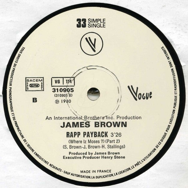 James Brown - Rapp Payback (Where Iz Moses?) (Part 1 & 2) (12" Tweedehands) - Discords.nl