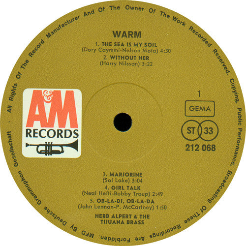 Herb Alpert & The Tijuana Brass - Warm (LP Tweedehands) - Discords.nl