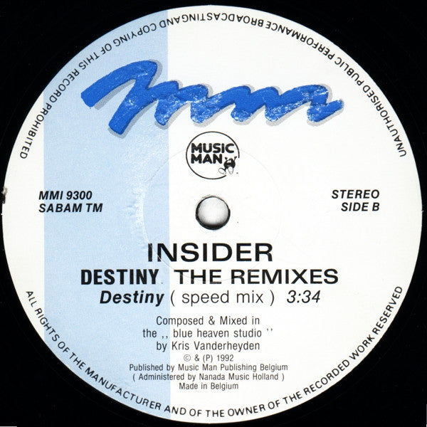 Insider - Destiny (The Remixes) (12" Tweedehands)