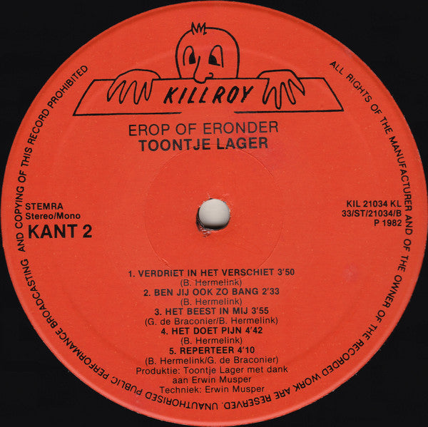 Toontje Lager - Er Op Of Er Onder (LP Tweedehands) - Discords.nl