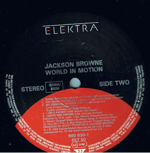 Jackson Browne - World In Motion (LP Tweedehands)