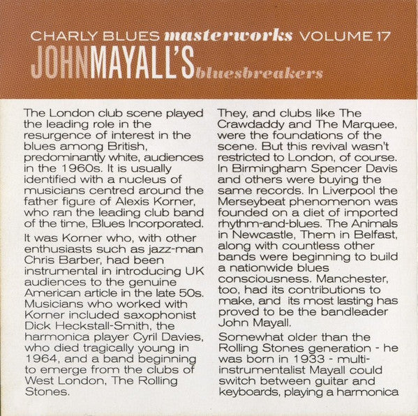 John Mayall & The Bluesbreakers - Charly Blues Masterworks Volume 17 - John Mayall's Bluesbreakers (CD)