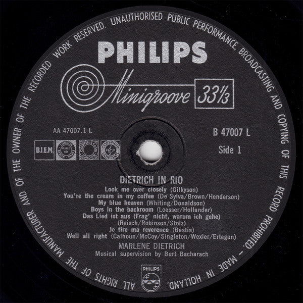 Marlene Dietrich - Dietrich In Rio (Recorded In Rio De Janeiro) (LP Tweedehands)