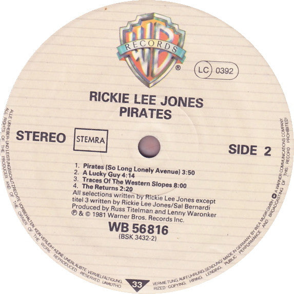 Rickie Lee Jones - Pirates (LP Tweedehands)