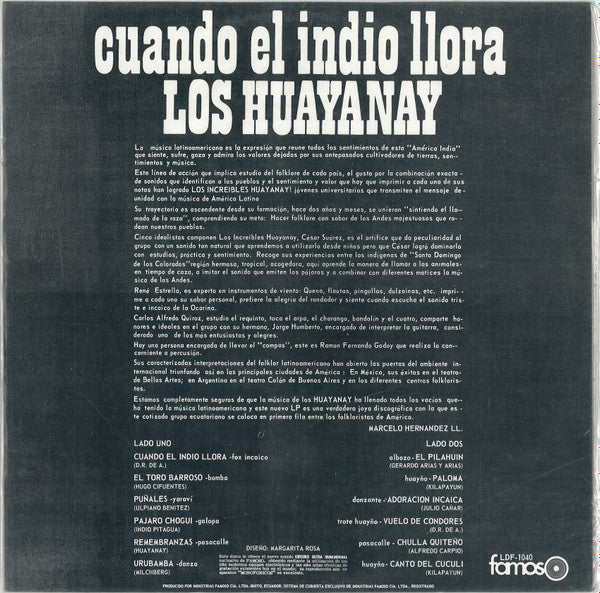 Los Huayanay - Cuando El Indio Llora (LP Tweedehands)