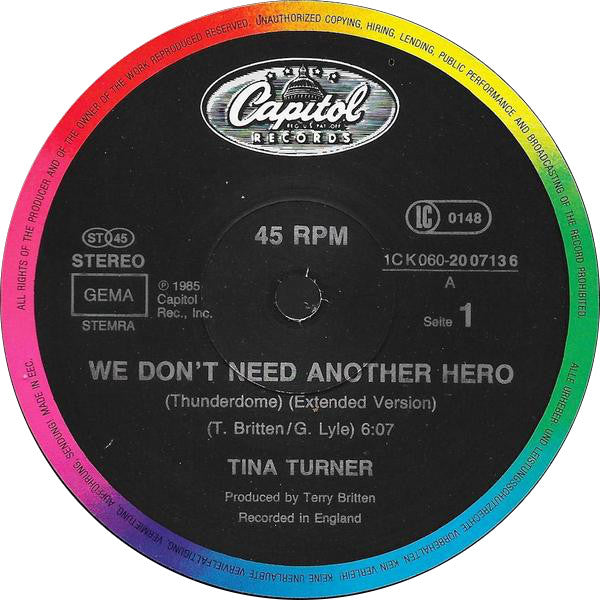 Tina Turner - We Don't Need Another Hero (Thunderdome) (12" Tweedehands)