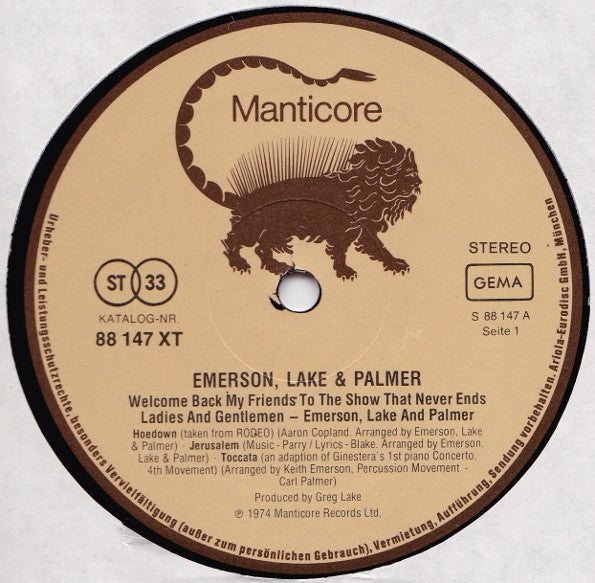 Emerson, Lake & Palmer - Welcome Back My Friends To The Show That Never Ends - Ladies And Gentlemen (LP Tweedehands)