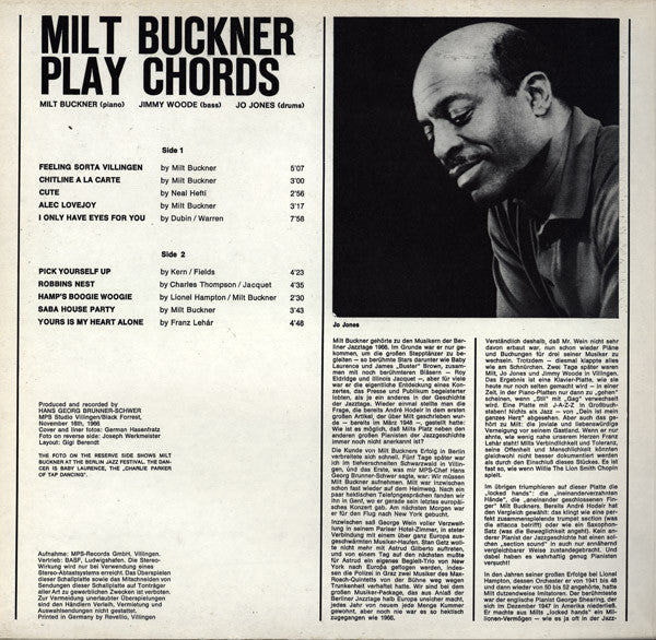 Milt Buckner Trio, The, Jo Jones - Play Chords (LP Tweedehands)