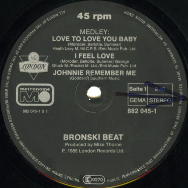 Bronski Beat ,  Marc Almond - I Feel Love (12" Tweedehands) - Discords.nl