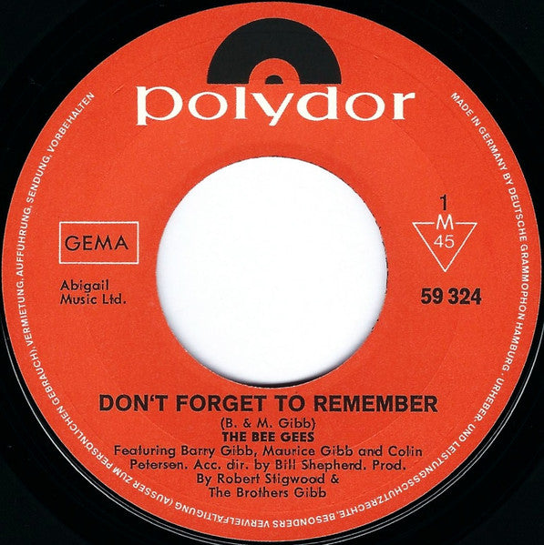 Bee Gees - Don't Forget To Remember  (7-inch Tweedehands)