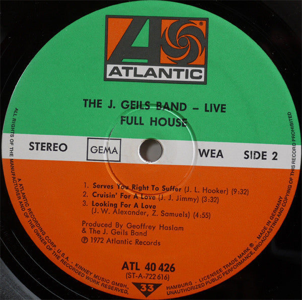 J. Geils Band, The - "Live" Full House (LP Tweedehands)