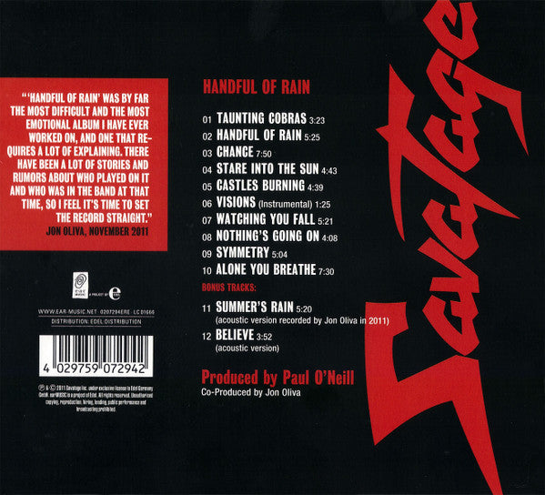 Savatage - Handful Of Rain (CD)