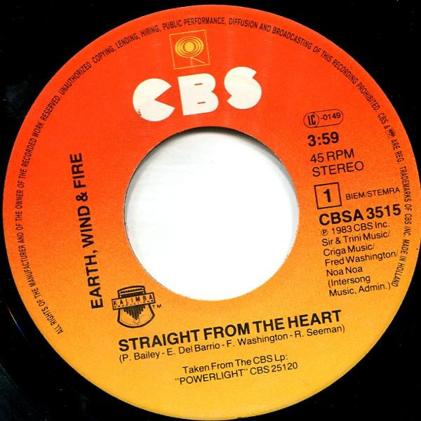 Earth, Wind & Fire - Straight From The Heart (7-inch Tweedehands)