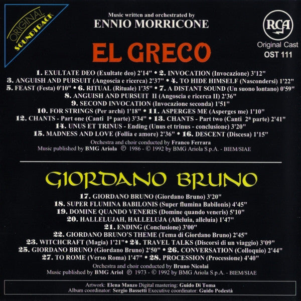 Ennio Morricone - El Greco / Giordano Bruno (Original Soundtrack) (CD)