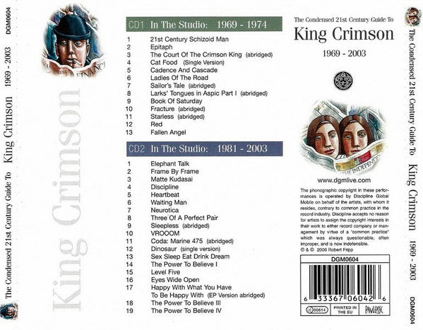 King Crimson - The Condensed 21st Century Guide To King Crimson 1969 - 2003 (CD)