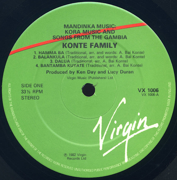Konte Family - Mandinka Music: Kora Music And Songs From The Gambia (LP Tweedehands) - Discords.nl