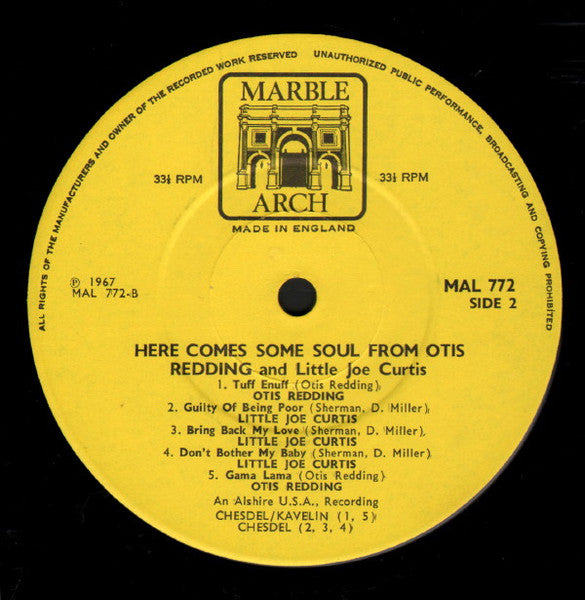 Otis Redding And Little Joe Curtis - Here Comes Some Soul From Otis Redding And Little Joe Curtis (LP Tweedehands)