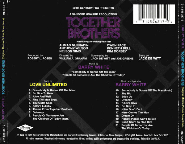 Barry White · Love Unlimited · Love Unlimited Orchestra - Together Brothers (Original Motion Picture Soundtrack) (CD)