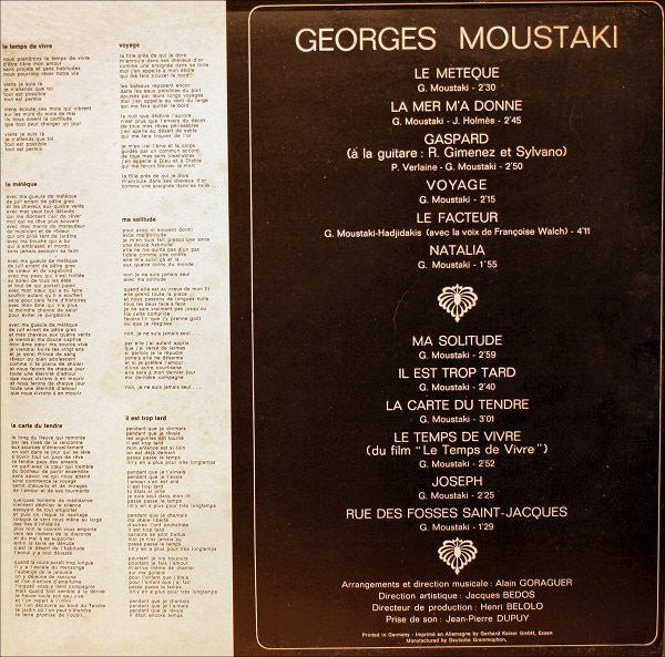 Georges Moustaki - Georges Moustaki (LP Tweedehands) - Discords.nl