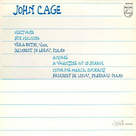 John Cage - Nocturne - Six Melodies - Amores - A Valentine Out Of Season - Music For Marcel Duchamp (LP Tweedehands)