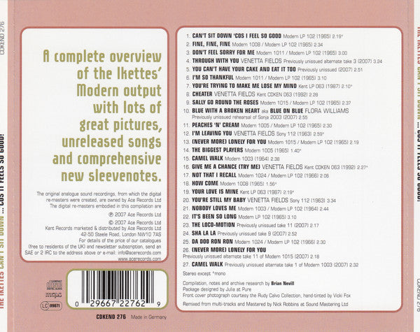 Ikettes, The - Can't Sit Down... 'Cos It Feels So Good: The Complete Modern Recordings (CD Tweedehands)