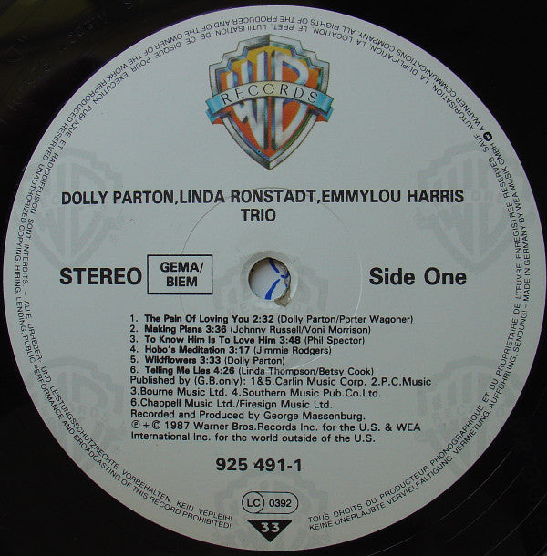 Dolly Parton, Linda Ronstadt, Emmylou Harris - Trio (LP Tweedehands) - Discords.nl