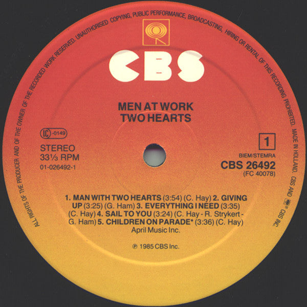 Men At Work - Two Hearts (LP Tweedehands) - Discords.nl
