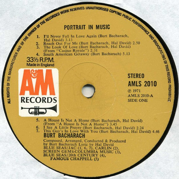 Burt Bacharach - Portrait In Music (LP Tweedehands)