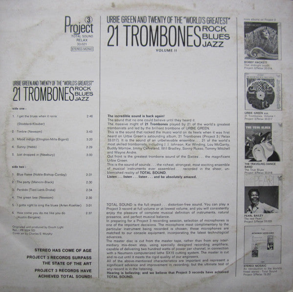 Urbie Green - 21 Trombones  Rock//Blues/Jazz, Volume Two (LP Tweedehands) - Discords.nl