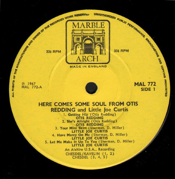 Otis Redding And Little Joe Curtis - Here Comes Some Soul From Otis Redding And Little Joe Curtis (LP Tweedehands)