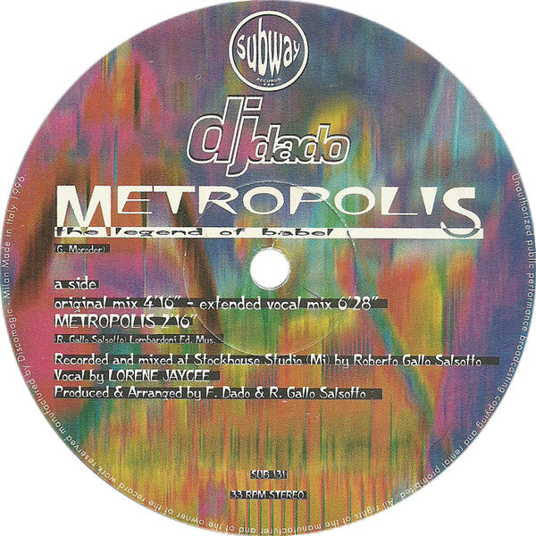 DJ Dado - Metropolis (The Legend Of Babel) (12" Tweedehands)