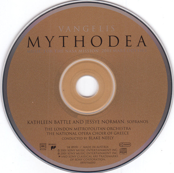 Vangelis - Mythodea (Music For The NASA Mission: 2001 Mars Odyssey) (CD Tweedehands)