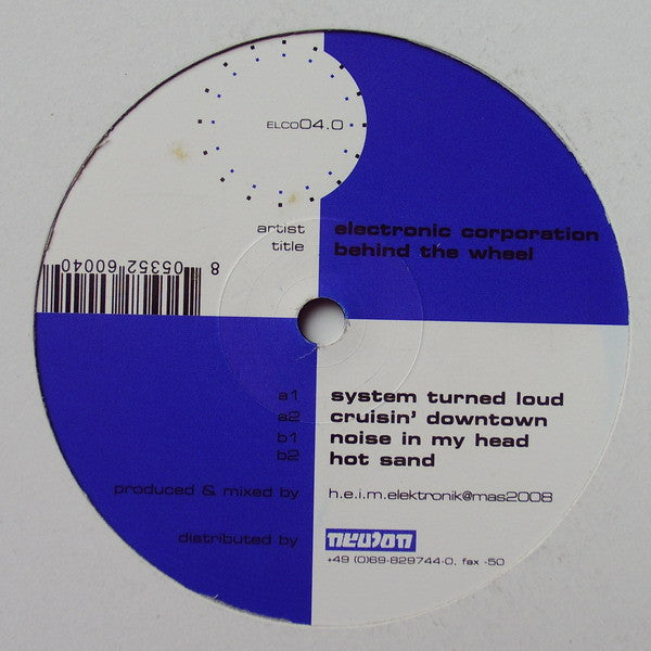 Electronic Corporation - Behind The Wheel (12" Tweedehands)