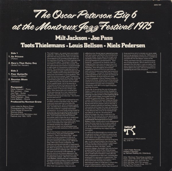 Oscar Peterson Big 6, The - The Oscar Peterson Big 6 At The Montreux Jazz Festival 1975 (LP Tweedehands) - Discords.nl