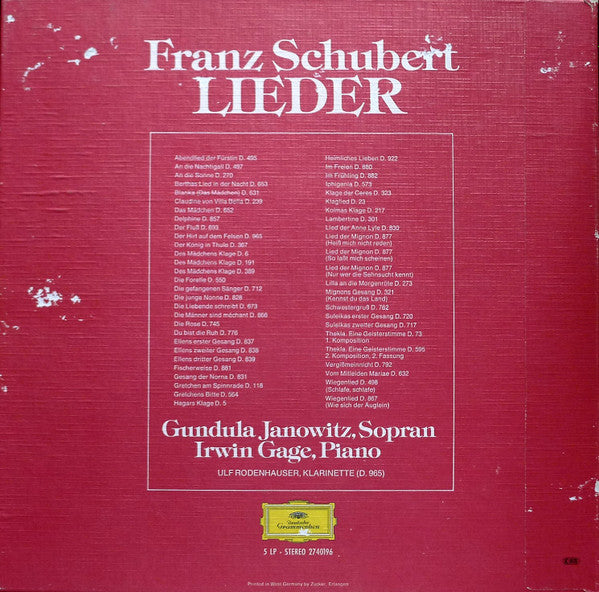 Franz Schubert, Gundula Janowitz, Irwin Gage - Lieder  (Volume I) (LP Tweedehands) - Discords.nl
