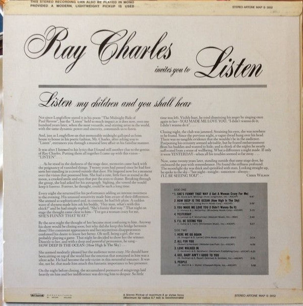 Ray Charles - Invites You To Listen (LP Tweedehands)