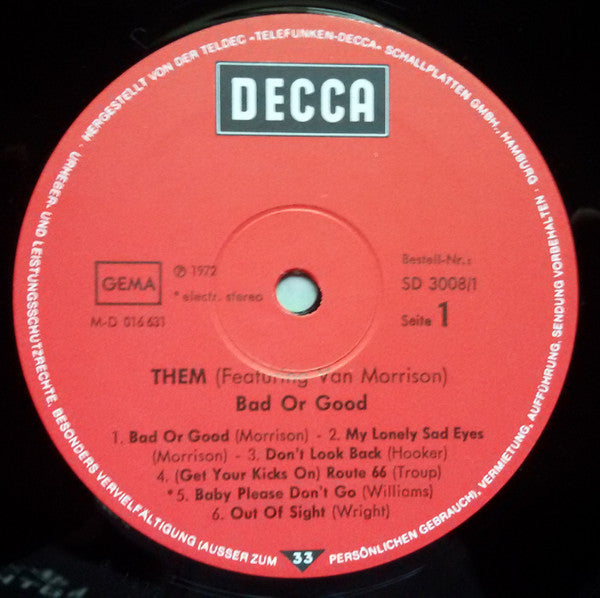 Them (3) Featuring Van Morrison - Bad Or Good (LP Tweedehands)