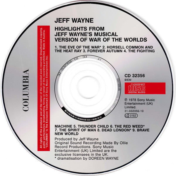 Jeff Wayne - Highlights From Jeff Wayne's Musical Version Of The War Of The Worlds (CD)