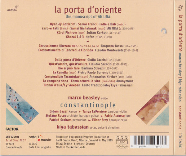 Marco Beasley, Kiya Tabassian, Constantinople - La Porta D'Oriente (CD) - Discords.nl