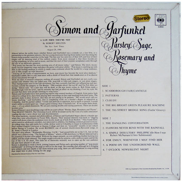 Simon & Garfunkel - Parsley, Sage, Rosemary And Thyme (LP Tweedehands) - Discords.nl